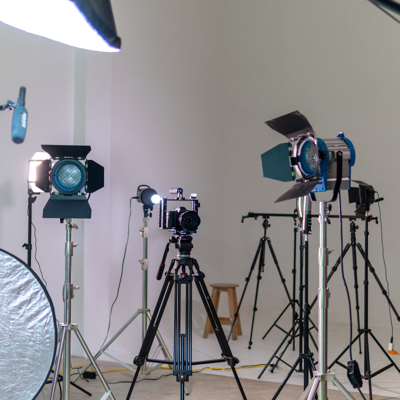 Professional film production equipment on set