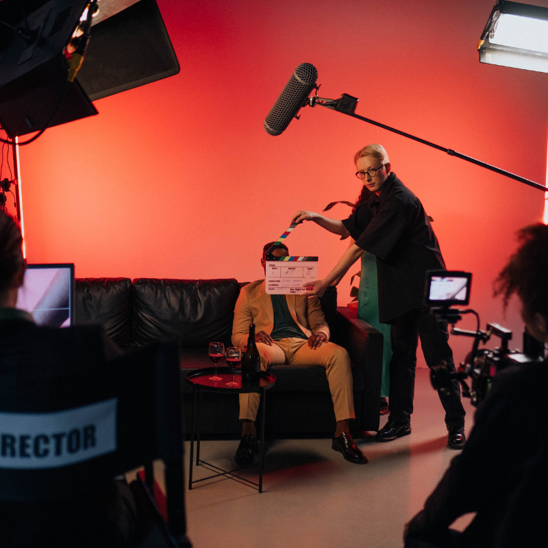 Film production taking place on set